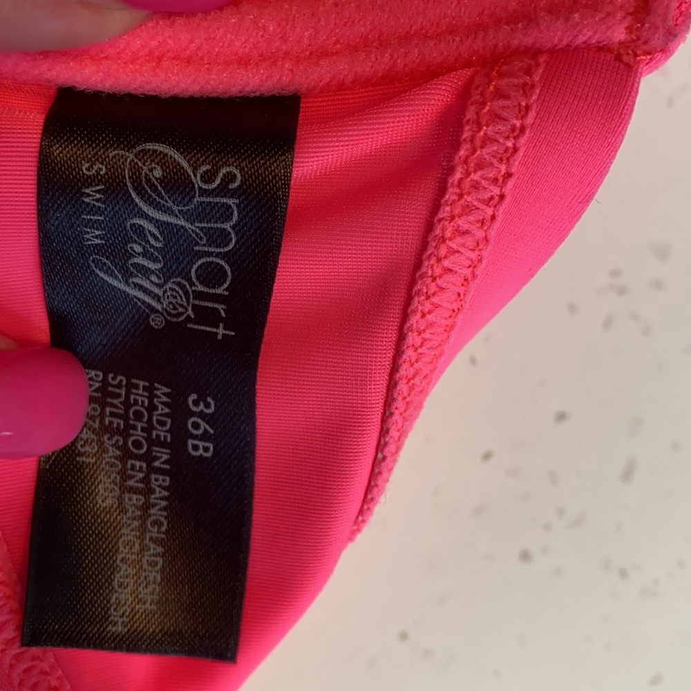 Smart & Sexy Neon Pink Gold Side Tie Bikini Swimsuit Set Size M 36B - Picture 4 of 8